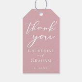 Stoffig Roos Roze Gepersonaliseerde Romantische Hu Cadeaulabel (Voorkant)