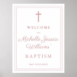 Stoffig Roos Roze Grensdoop Welkomstbord Poster