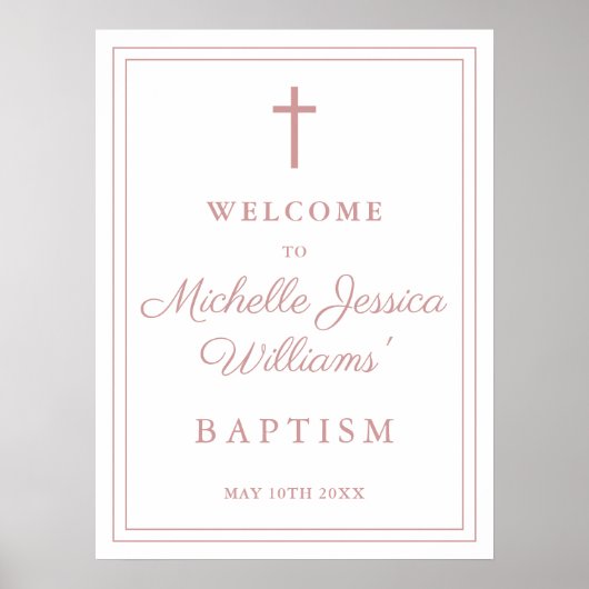 Stoffig Roos Roze Grensdoop Welkomstbord Poster (Voorkant)