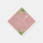 Stoffig Roos Roze Groen Bloemen Bevestiging Servet (Hoek)