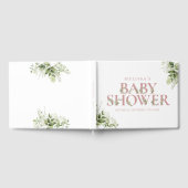 Stoffig Roos Roze groen Letter Baby shower Gastenboek (Volledig)
