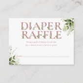 Stoffig Roos Roze Groene Luier Raffle Baby shower Informatiekaartje (Voorkant)