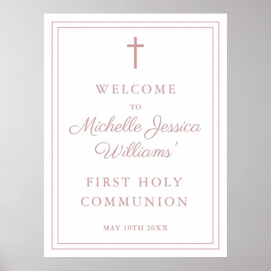 Stoffig Roos Roze Heilig Avondmaal Welkomstbord Poster (Voorkant)