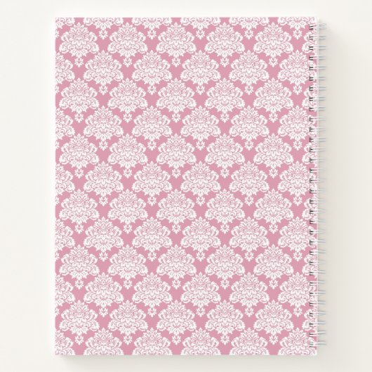 Stoffig Roos Roze  Lacy Damask Monogrammed Notitieboek (Achterkant)