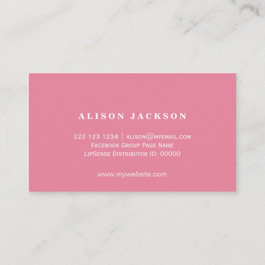 Stoffig roos roze magnolia lip kleur distributor visitekaartje (Achterkant)