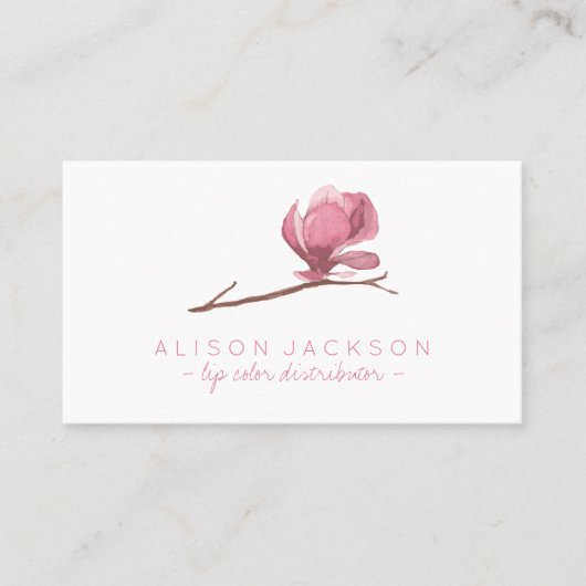 Stoffig roos roze magnolia lip kleur distributor visitekaartje (Voorkant)