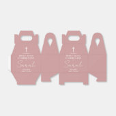 Stoffig Roos Roze Minimalistische Eerste Heilige C Bedankdoosjes (Uitgevouwen)