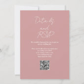 Stoffig Roos Roze Minimalistische Elegante QR Code Kaart (Achterkant)