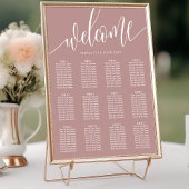 Stoffig Roos Roze Minimalistische Wedding Zitkaart Poster