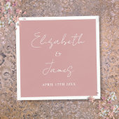 Stoffig Roos Roze Modern Minimalistisch Script Wed Servet