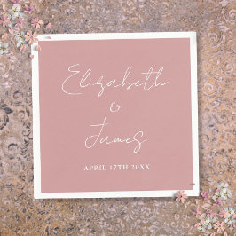 Stoffig Roos Roze Modern Minimalistisch Script Wed Servet