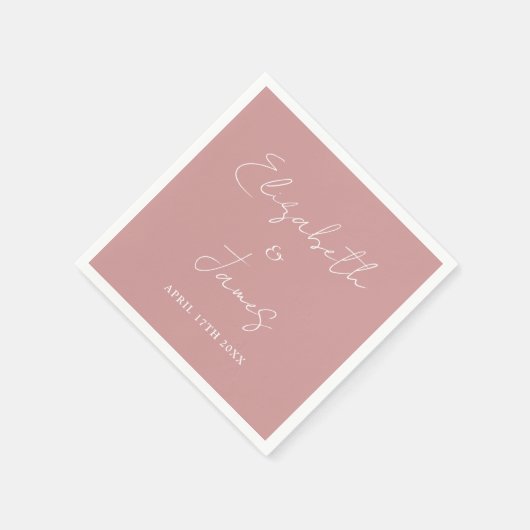 Stoffig Roos Roze Modern Minimalistisch Script Wed Servet (Hoek)