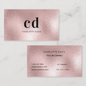 Stoffig roos roze monogram initiaal minimalistisch visitekaartje (Voorkant / Achterkant)
