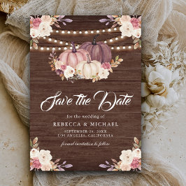 Stoffig Roos Roze Pompoen Bloemen Hout Wedding Save The Date