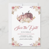 Stoffig Roos Roze Pompoen Bloemen Huwelijk Save The Date (Voorkant)