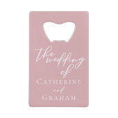 Stoffig Roos Roze Romantisch Gepersonaliseerde bru Creditkaart Flessenopener (Voorkant)