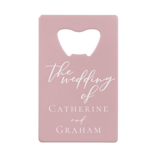 Stoffig Roos Roze Romantisch Gepersonaliseerde bru Creditkaart Flessenopener (Voorkant)