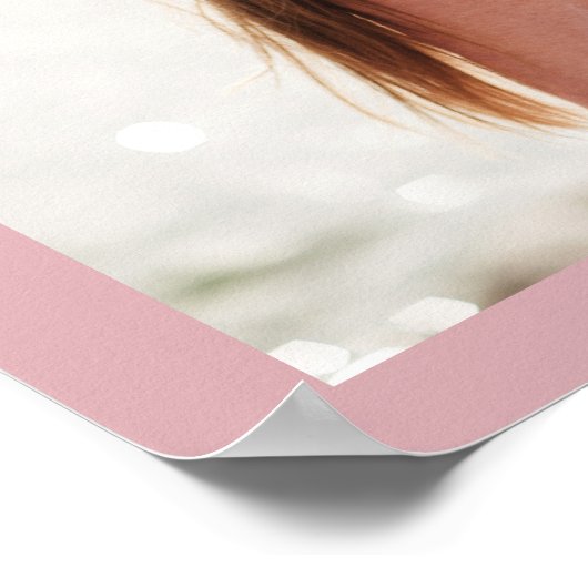 Stoffig Roos Roze Romantisch Paar Foto Huwelijk Poster (Hoek)