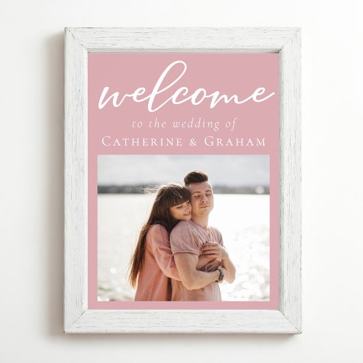 Stoffig Roos Roze Romantisch Paar Foto Huwelijk Poster