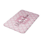 Stoffig Roos Roze Vintage Damask Monogram & Naam Badmat (Gekanteld)