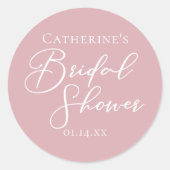 Stoffig Roos Roze Vrijgezellenfeest Gepersonalisee Ronde Sticker (Voorkant)