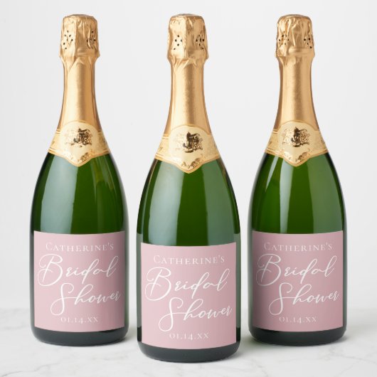 Stoffig Roos Roze Vrijgezellenfeest Gepersonalisee Sparkling Wijnetiket (Flessen)