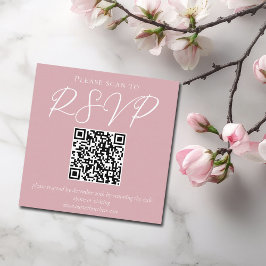 Stoffig Roos Roze Vrouwelijke QR Code Huwelijk RSV Informatiekaartje