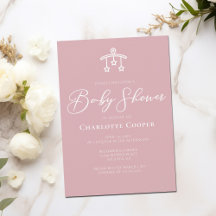 Stoffig Roos Roze Witte Typografie Baby shower