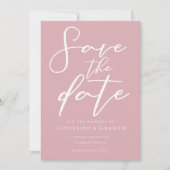 Stoffig Roos Roze Witte Typografie Vrouwelijk Save The Date (Voorkant)