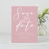 Stoffig Roos Roze Witte Typografie Vrouwelijk Save The Date (Staand voorkant)