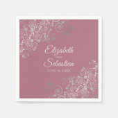 Stoffig Roos Roze & Zilveren Frills Elegant Bruilo Servet (Voorkant)