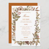 Stoffig Roos Sage Rust Fall Wedding Menu Kaart (Voorkant / Achterkant)