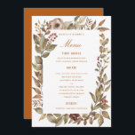 Stoffig Roos Sage Rust Fall Wedding Menu Kaart<br><div class="desc">Perfect voor elke gebeurtenis; alle tekst,  achtergrondkleur bewerkbaar.</div>