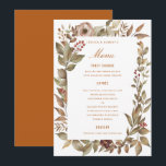 Stoffig Roos Sage Rust Fall Wedding Menu Kaart<br><div class="desc">Perfect voor elke gebeurtenis; alle tekst,  achtergrondkleur bewerkbaar.</div>