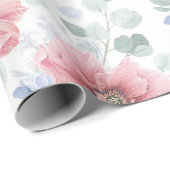 Stoffig Roos Stoffig Blauw Bloemenpatroon Elegant Cadeaupapier (Rol Hoek)