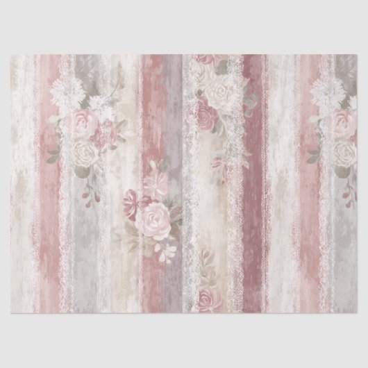 Stoffig Roos Stripe & Lace Tissuepapier (Voorkant)