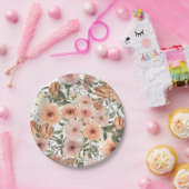 Stoffig Roos Terracotta Floral Papieren Bordje (Feest)