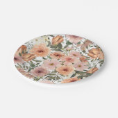 Stoffig Roos Terracotta Floral Papieren Bordje (Gekanteld)