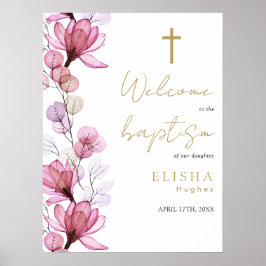 Stoffig Roos Transparant Bloemdoop Welkomstbord Poster