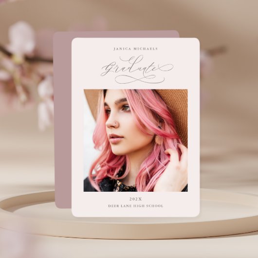  stoffig Roos twee foto afstudeerfeest Kaart