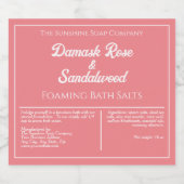 Stoffig Roos waterdicht badzout zaklabel Sparkling Wijnetiket (Enkel label)