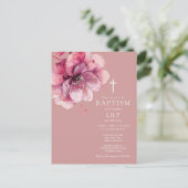 Stoffig Roos Waterverf Bloemdoop Uitnodiging (Staand voorkant)