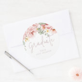 Stoffig Roos Waterverf Bloemen Afstuderen Afstuder Ronde Sticker (Envelop)