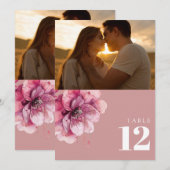 Stoffig Roos Waterverf Bloemen Foto Tafelnummer (Voorkant / Achterkant)