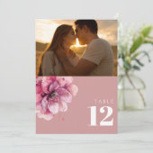 Stoffig Roos Waterverf Bloemen Foto Tafelnummer (Staand voorkant)