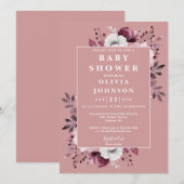 Stoffig Roos Waterverf Country Floral Baby shower Kaart (Voorkant / Achterkant)