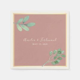 Stoffig Roos Waterverf Greenery bruiloft servetten