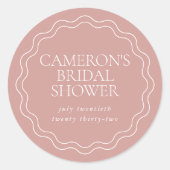 Stoffig Roos | Wavy Scallop Border Vrijgezellenfee Ronde Sticker (Voorkant)