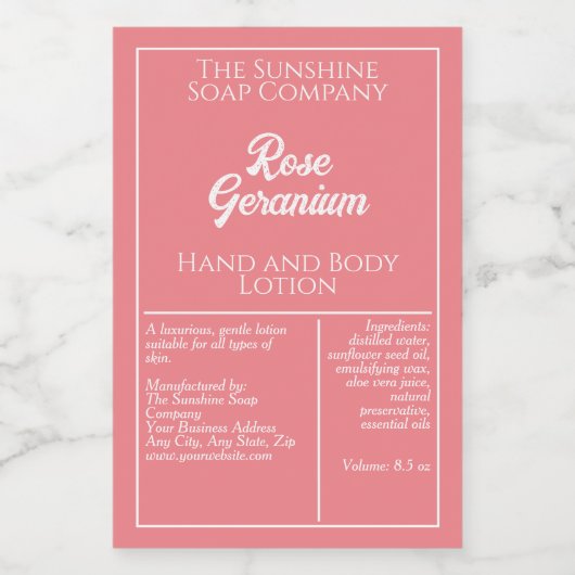 Stoffig roos wit waterdicht cosmetica flesetiket voedselcontainer etiket (Enkel label)