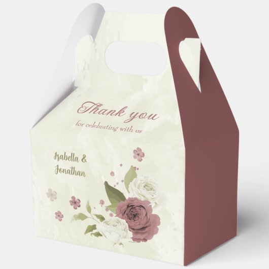 Stoffig roos Witte Bloemen bruiloft Bedankdoosjes (Voorkant)